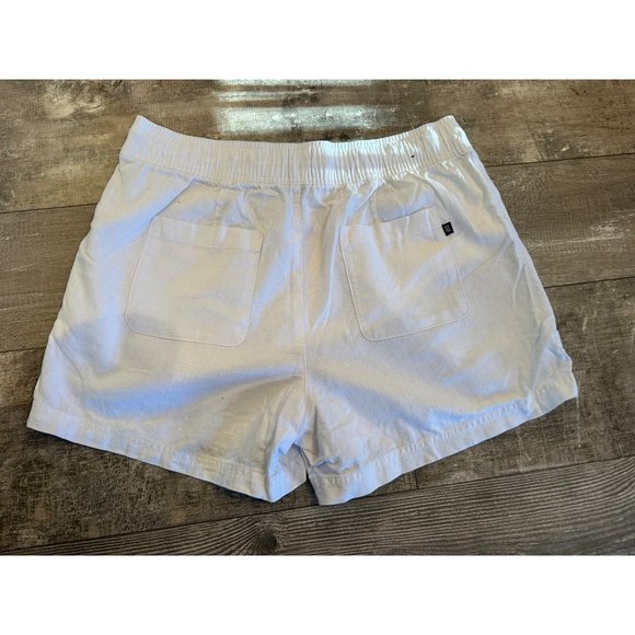 Gap Womens White Linen-Blend Shorts With Elastic Waistband & Back Pockets Large - Picture 3 of 8